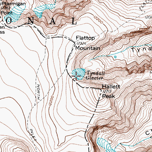 Topographic Map of Tyndall Glacier, CO