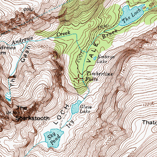 Topographic Map of Timberline Falls, CO