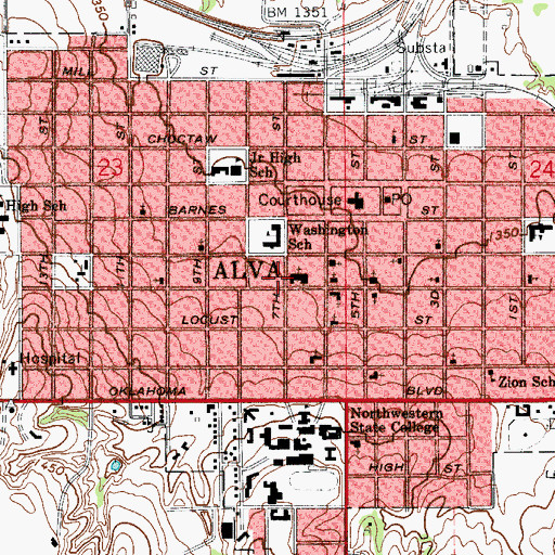 Topographic Map of Seventh Day Adventist Church, OK