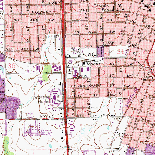 Topographic Map of Calvary United Pentecostal Church, OK
