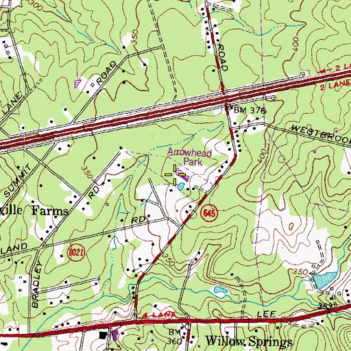 Topographic Map of Arrowhead Park, VA