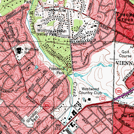 Topographic Map of Foxstone Park, VA
