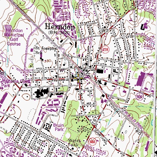 Topographic Map of Herndon Historic District, VA