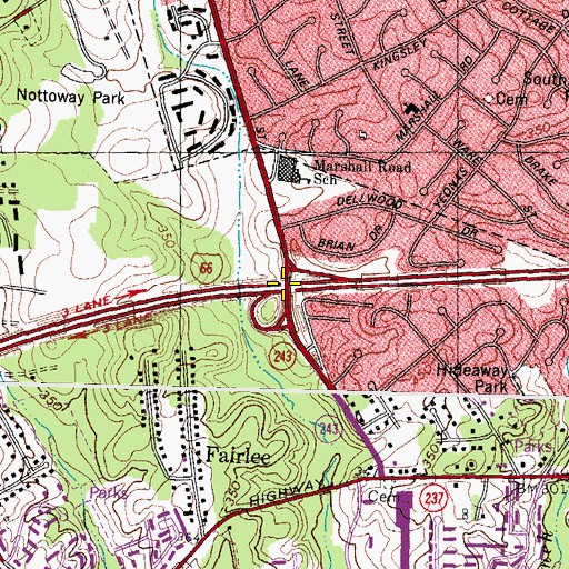 Topographic Map of Interchange 62, VA