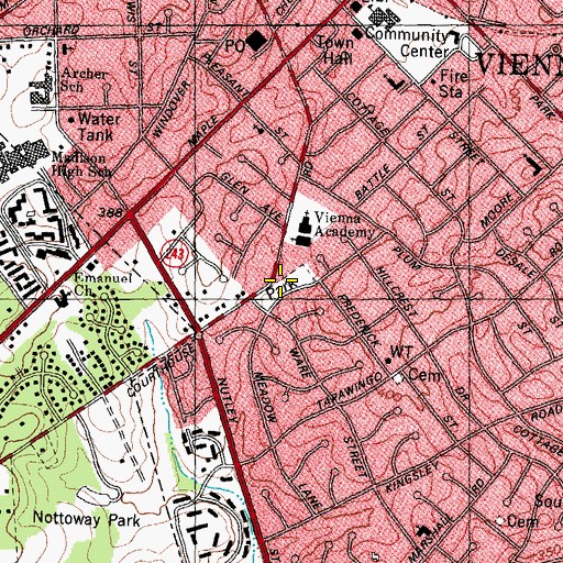 Topographic Map of Meadow Lane Park, VA