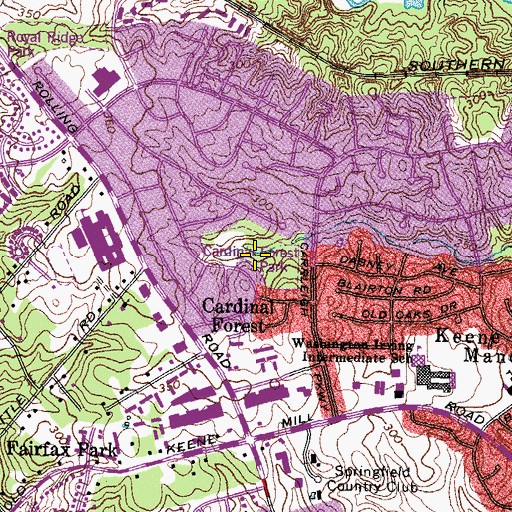 Topographic Map of Cardinal Forest Park, VA
