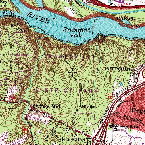 Topographic Map of Dranesville District Park, VA