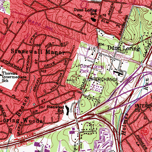 Topographic Map of Dunn Loring Park, VA