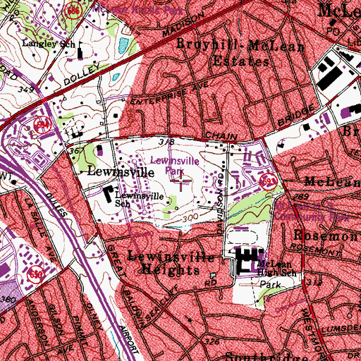 Topographic Map of Lewinsville Park, VA