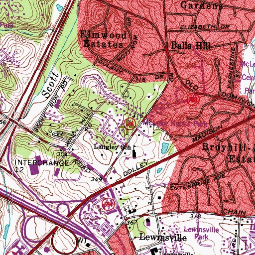 Topographic Map of McLean Knolls Park, VA
