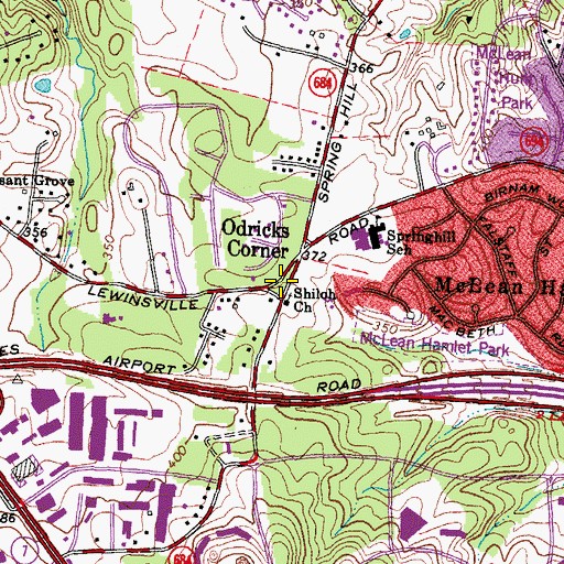 Topographic Map of Odrick School (historical), VA