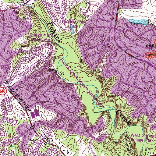 Topographic Map of Pohick Creek Stream Valley Park, VA