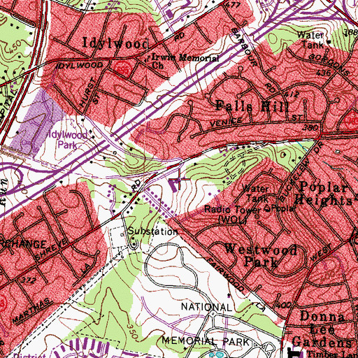 Topographic Map of Shrevewood Elementary School, VA