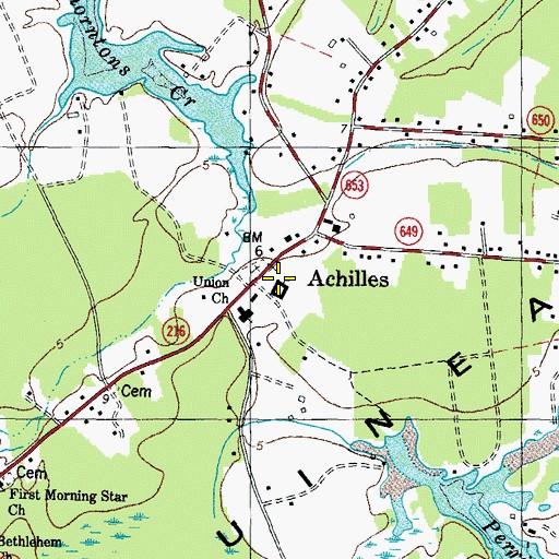 Topographic Map of Achilles Elementary School, VA