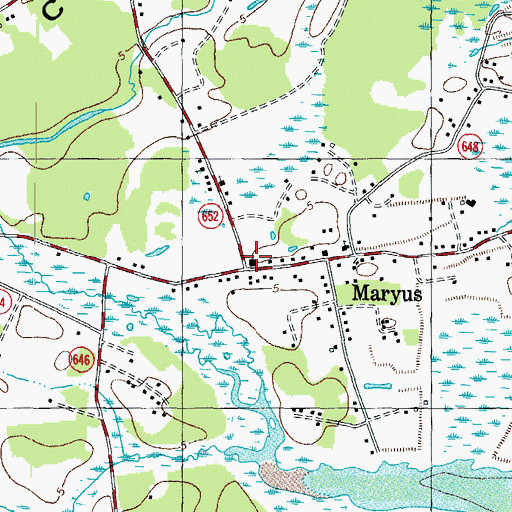 Topographic Map of Maryus Post Office, VA