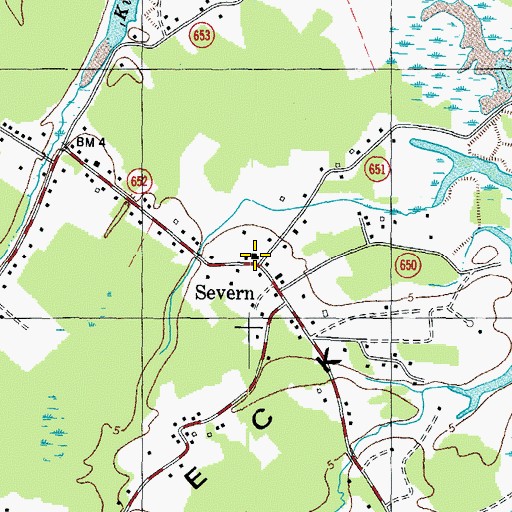 Topographic Map of Severn Post Office, VA