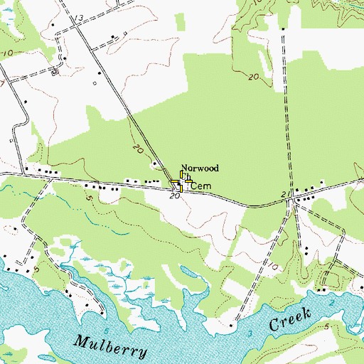 Topographic Map of Norwood Cemetery, VA