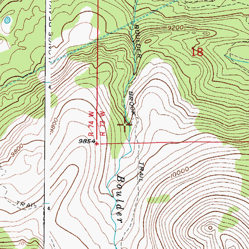 Topographic Map of Boulder Brook Trail, CO