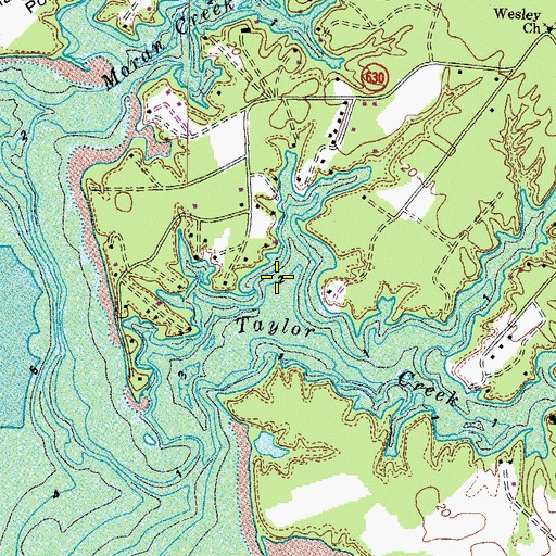 Topographic Map of Western Branch Taylors Creek, VA