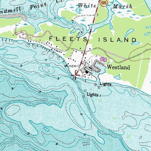 Topographic Map of Windmill Point Landing, VA
