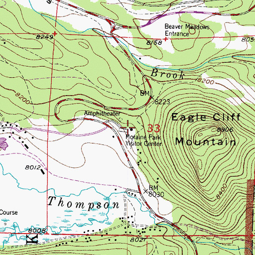 Topographic Map of Moraine Park Visitor Center, CO