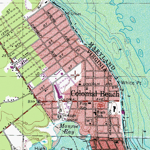 Topographic Map of Colonial Beach High School, VA