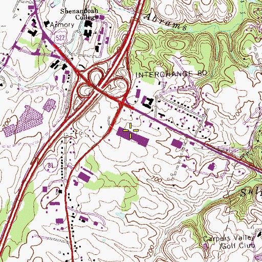 Topographic Map of Delco Plaza of Winchester Shopping Center, VA