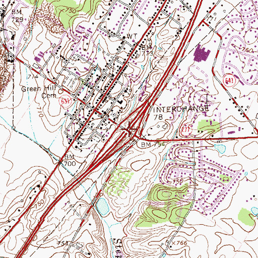 Topographic Map of Interchange 307, VA