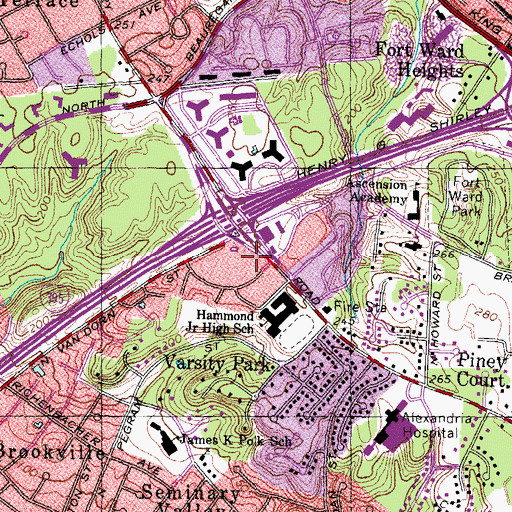 Topographic Map of Seminary Plaza Shopping Center, VA