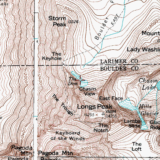 Topographic Map of The Dove, CO