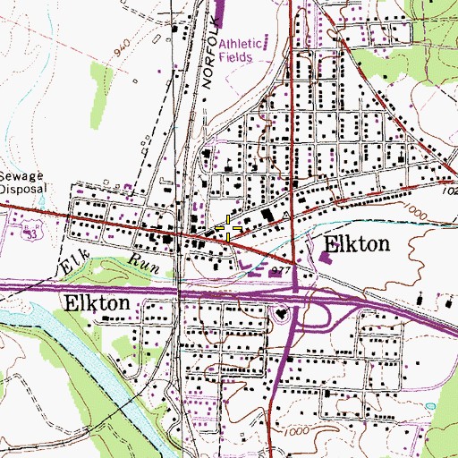 Topographic Map of Elkton Town Hall, VA