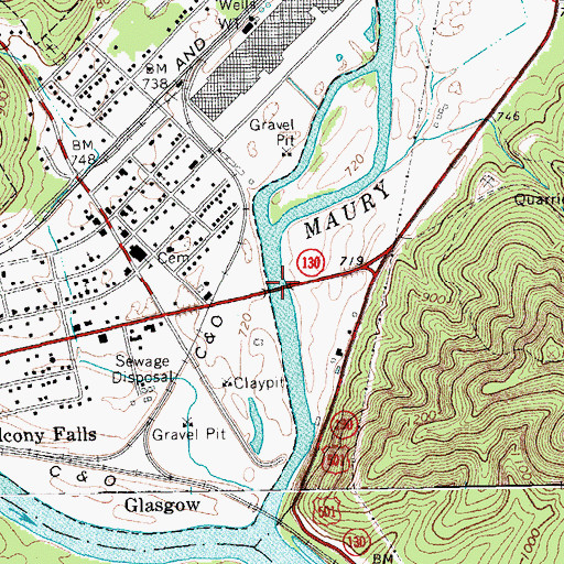 Topographic Map of B G Locher Bridge, VA