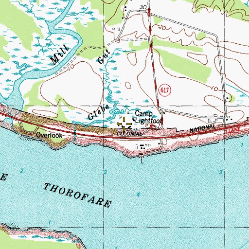 Topographic Map of Camp Lightfoot, VA