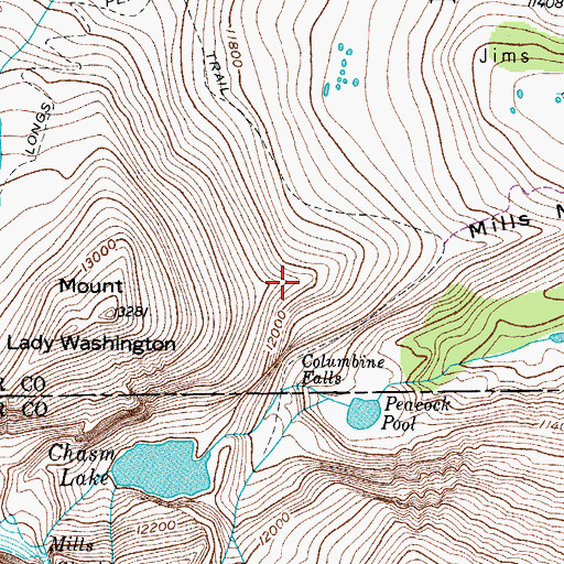 Topographic Map of Mills Moraine, CO