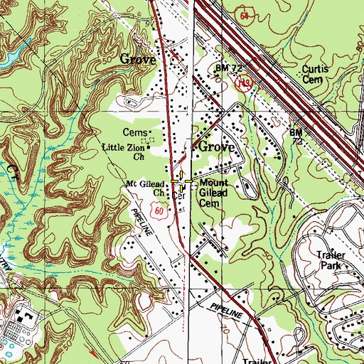 Topographic Map of Mount Gilead Church, VA