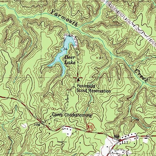 Topographic Map of Peninsula Scout Reservation, VA