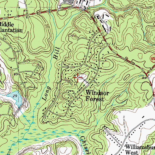 Topographic Map of Windsor Forest, VA