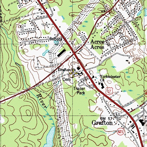 Topographic Map of Grafton Church, VA