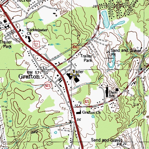 Topographic Map of Grafton Shopping Center, VA