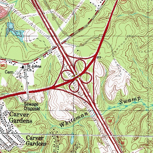 Topographic Map of Interchange 242, VA