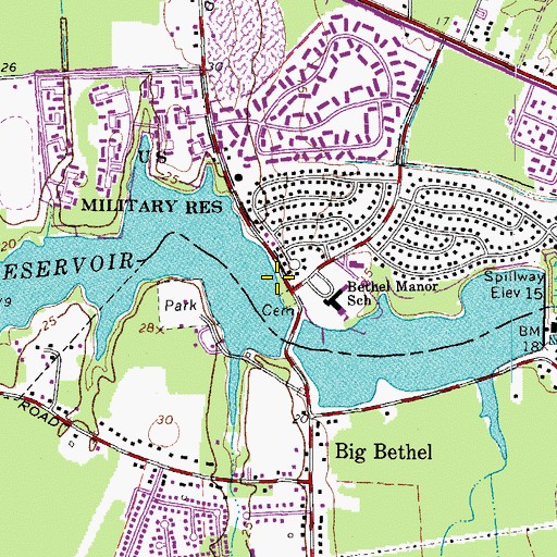 Topographic Map of Big Bethel Church (historical), VA