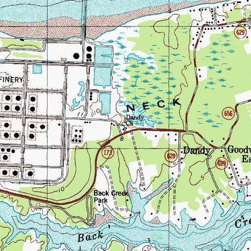 Topographic Map of Dandy Church, VA