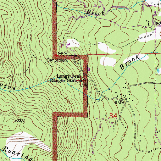 Topographic Map of Longs Peak Ranger Station, CO