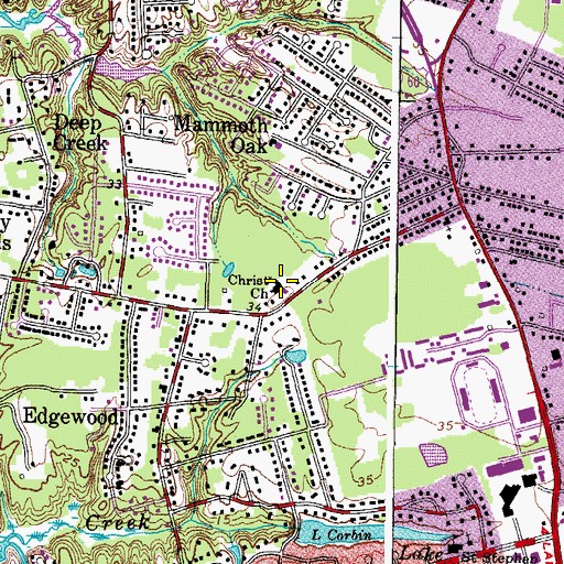 Topographic Map of Christ Church, VA