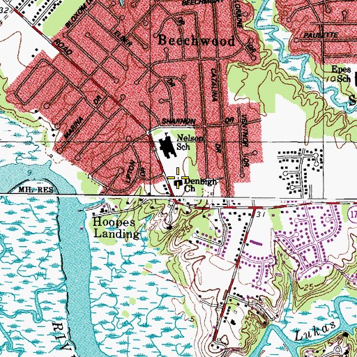 Topographic Map of Denbigh Church, VA