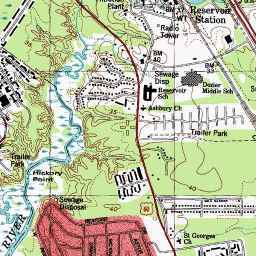 Topographic Map of Merry Oaks Shopping Center, VA