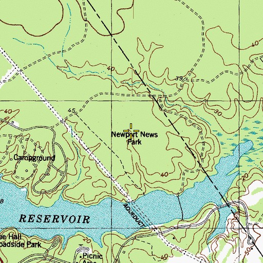 Topographic Map of Newport News Park, VA