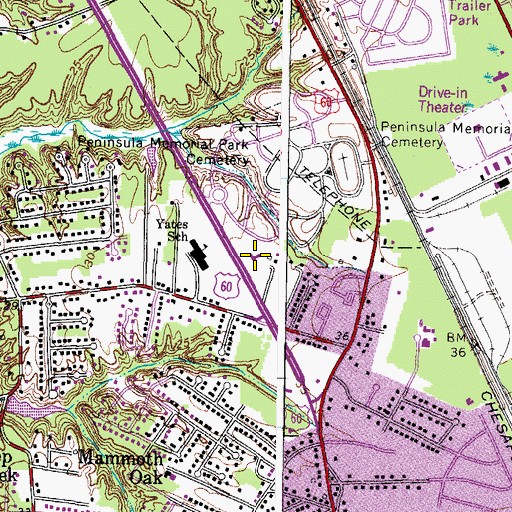 Topographic Map of First Baptist Church, VA