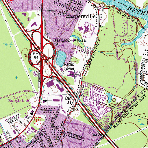 Topographic Map of Saunders Elementary School, VA