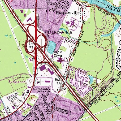 Topographic Map of Saunders Elementary School, VA